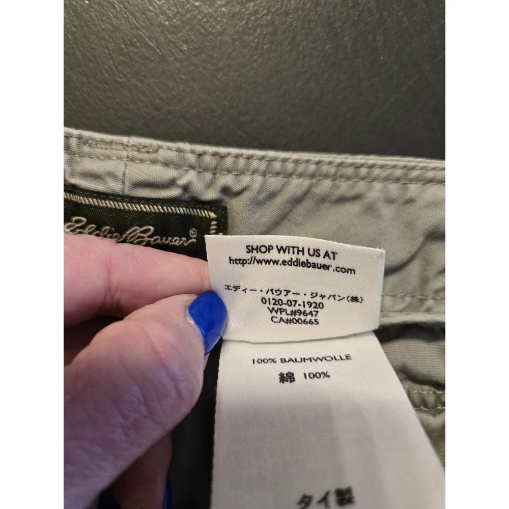 Eddie Bauer Khaki Capris 100 % cotton.  36 waist.  23 Inseam w/out being cuffed.